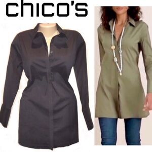 NWT! CHICO’S black A-line Spliced Tunic